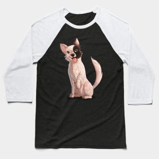 White Border Collie Dog Portrait Baseball T-Shirt